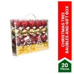 Christmas Tree Baubles & Gift Box (Pack of 20)