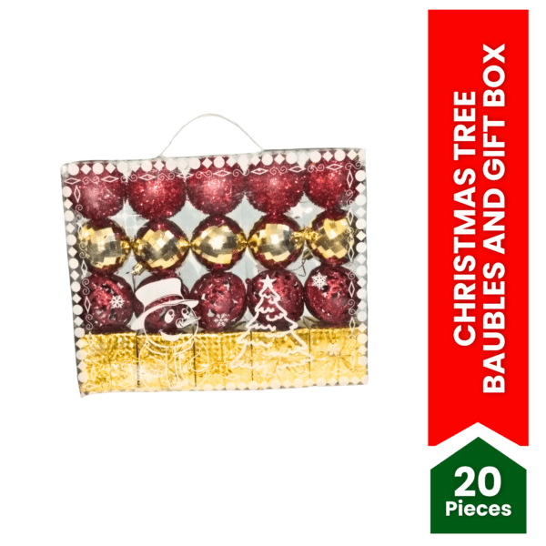 Christmas Tree Baubles & Gift Box (Pack of 20)