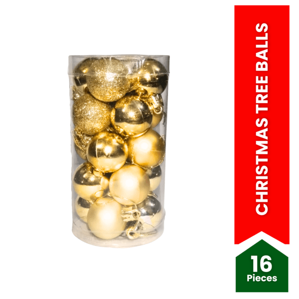 Christmas Tree Gold Baubles (Pack of 16)