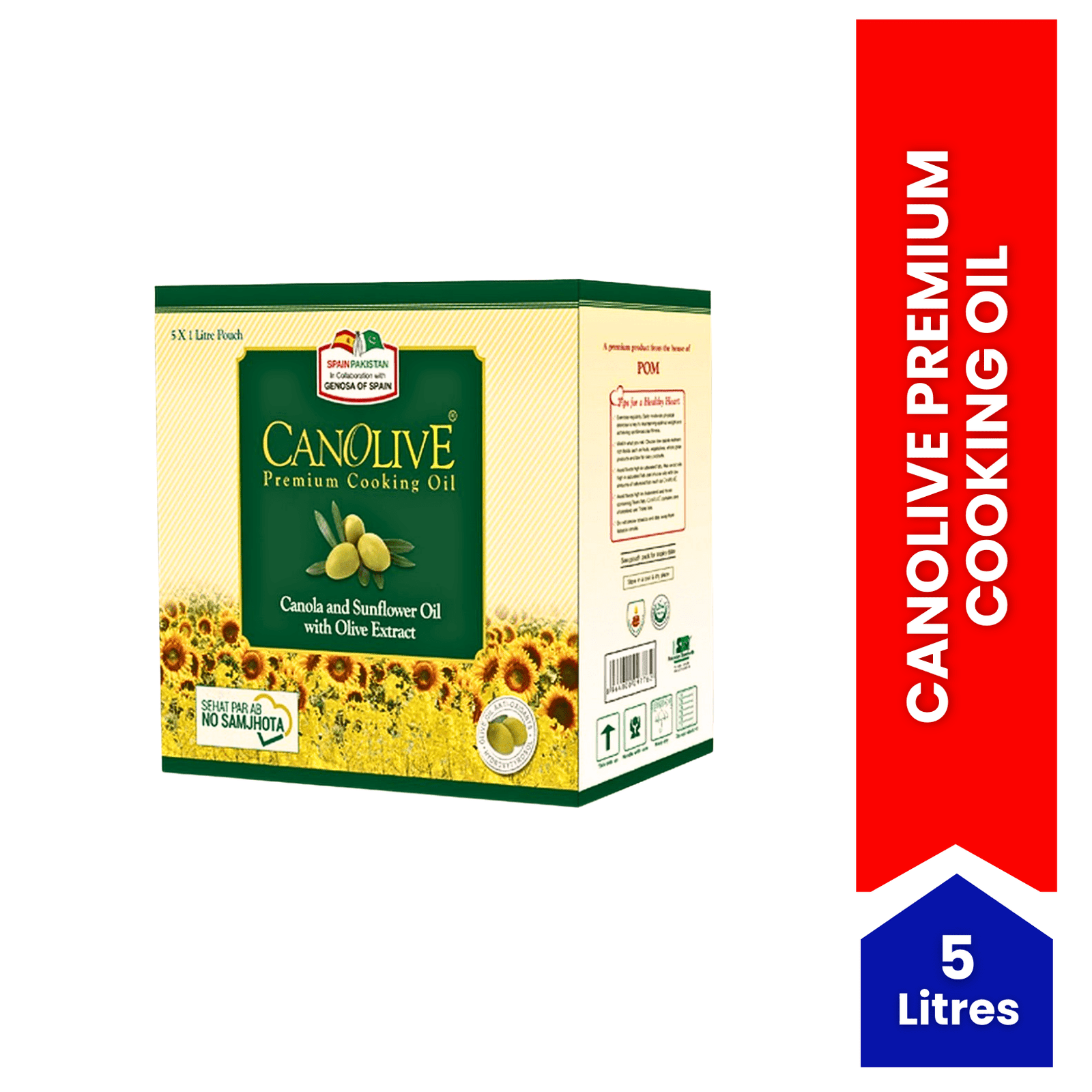 Canolive Premium Canola and Sunflower Oil - 1 Ltr Each 5-Packs - Spiice Bazaar - Image 2