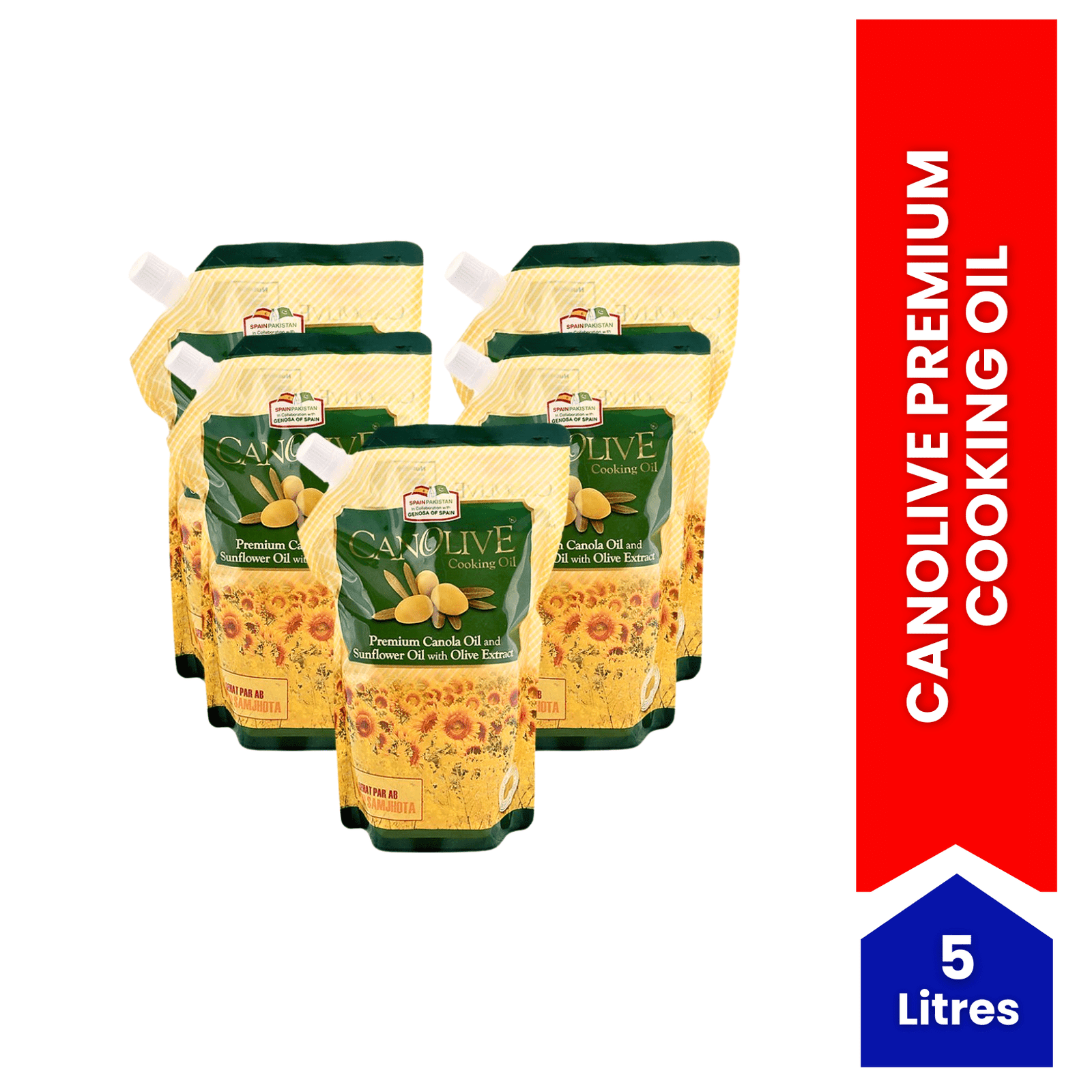 Canolive Premium Canola and Sunflower Oil - 1 Ltr Each 5-Packs - Spiice Bazaar